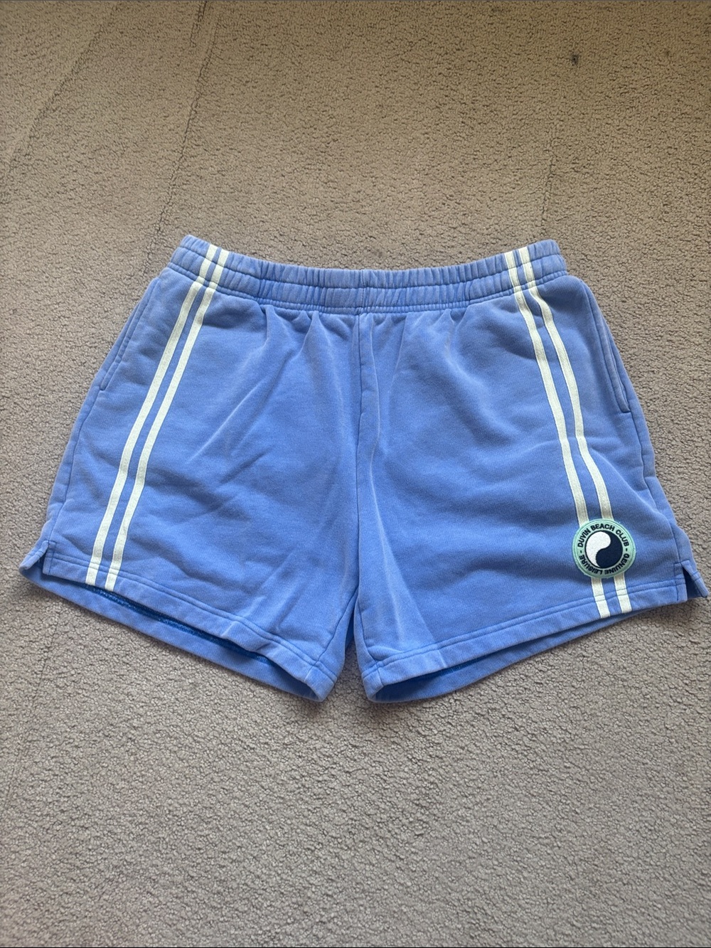 Casual Women's Light Blue Athletic Shorts with White Side Stripes